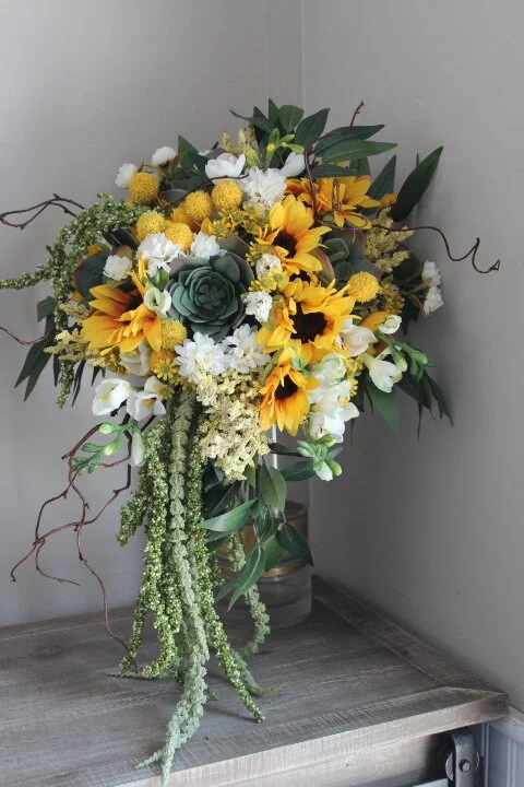 Sunflowers and Succulents in Silk Wedding Flowers