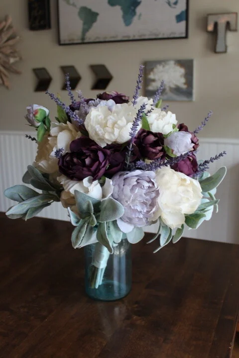 Wisteria, Lavender and Ivory Silk Wedding Flowers