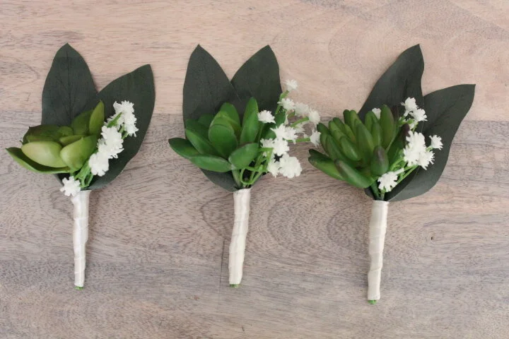 Succulents and Sunflowers in Silk Wedding Flowers