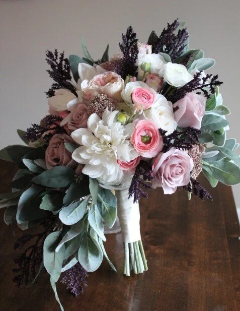Lavender, Eggplant, Blush and Ivory Silk Wedding Flowers and Centerpieces