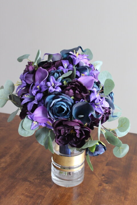 Navy, Purple, and Plum Custom Silk Wedding Flowers