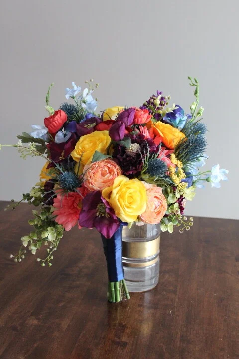 Spring Colors in Wildflower Silk Bridal Bouquet