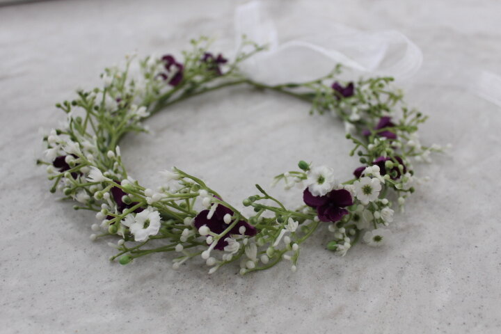 Flower Girl Bouquet and Crown, Babys Breath Bouquet, Babys Breath Crown 