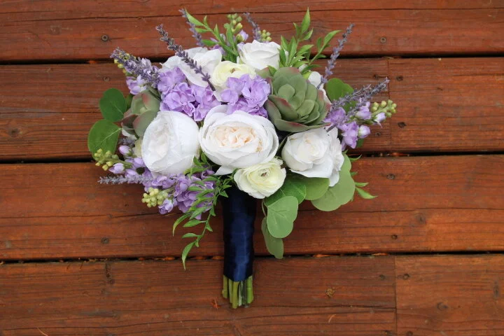 Lavender, White and Navy Bridal Bouquet Recreation