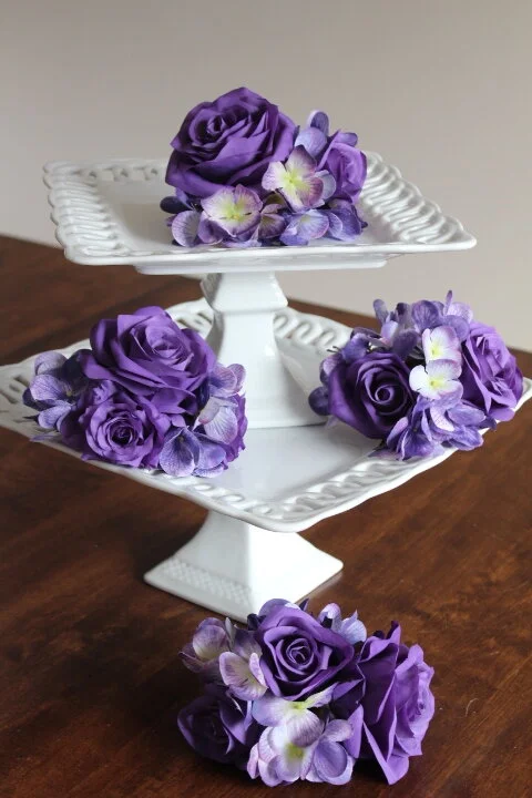 Royal Purple, Wisteria and White Silk Wedding Flowers - Part 1