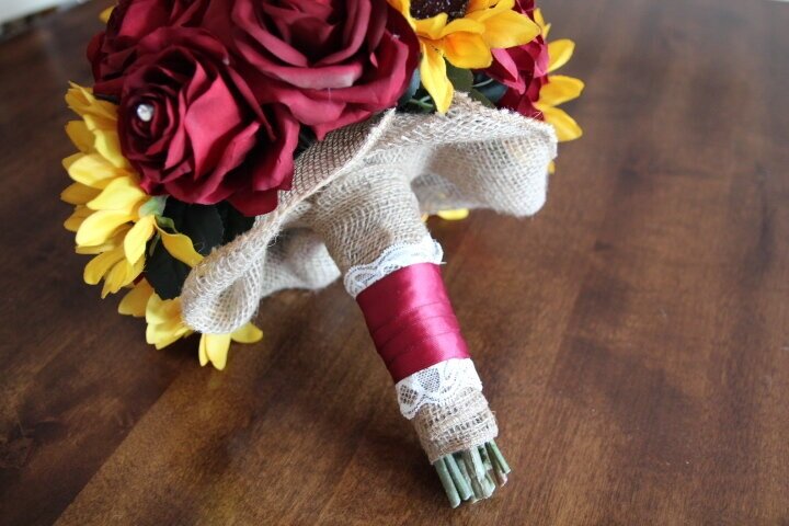Burgundy Rose Gold Ivory Rustic Wedding Flower Petals Lace Burlap Satin Wedding 