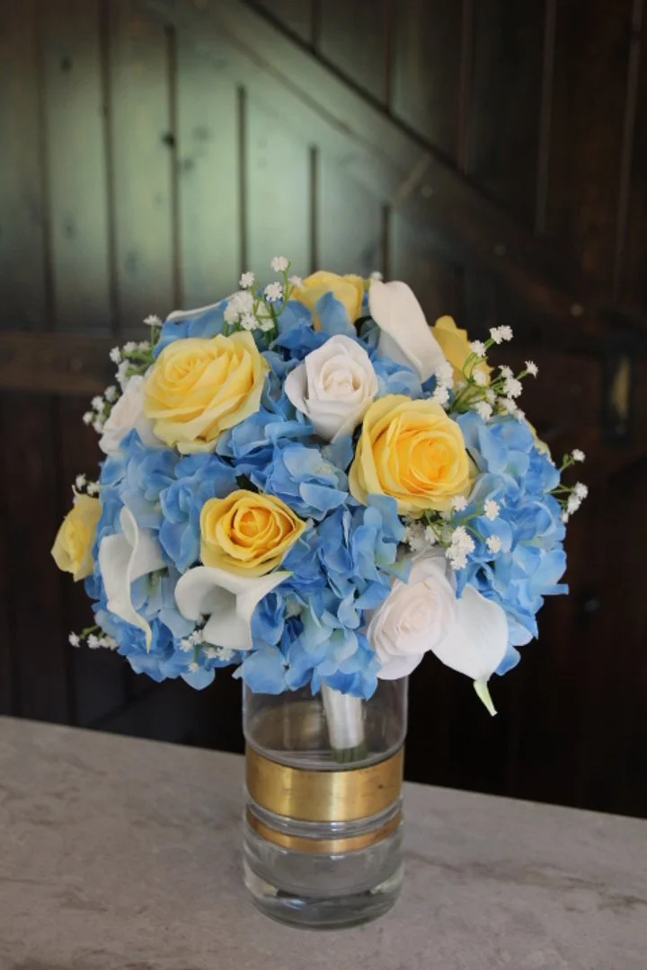 Yellow and Blue Silk Wedding Flowers - Review