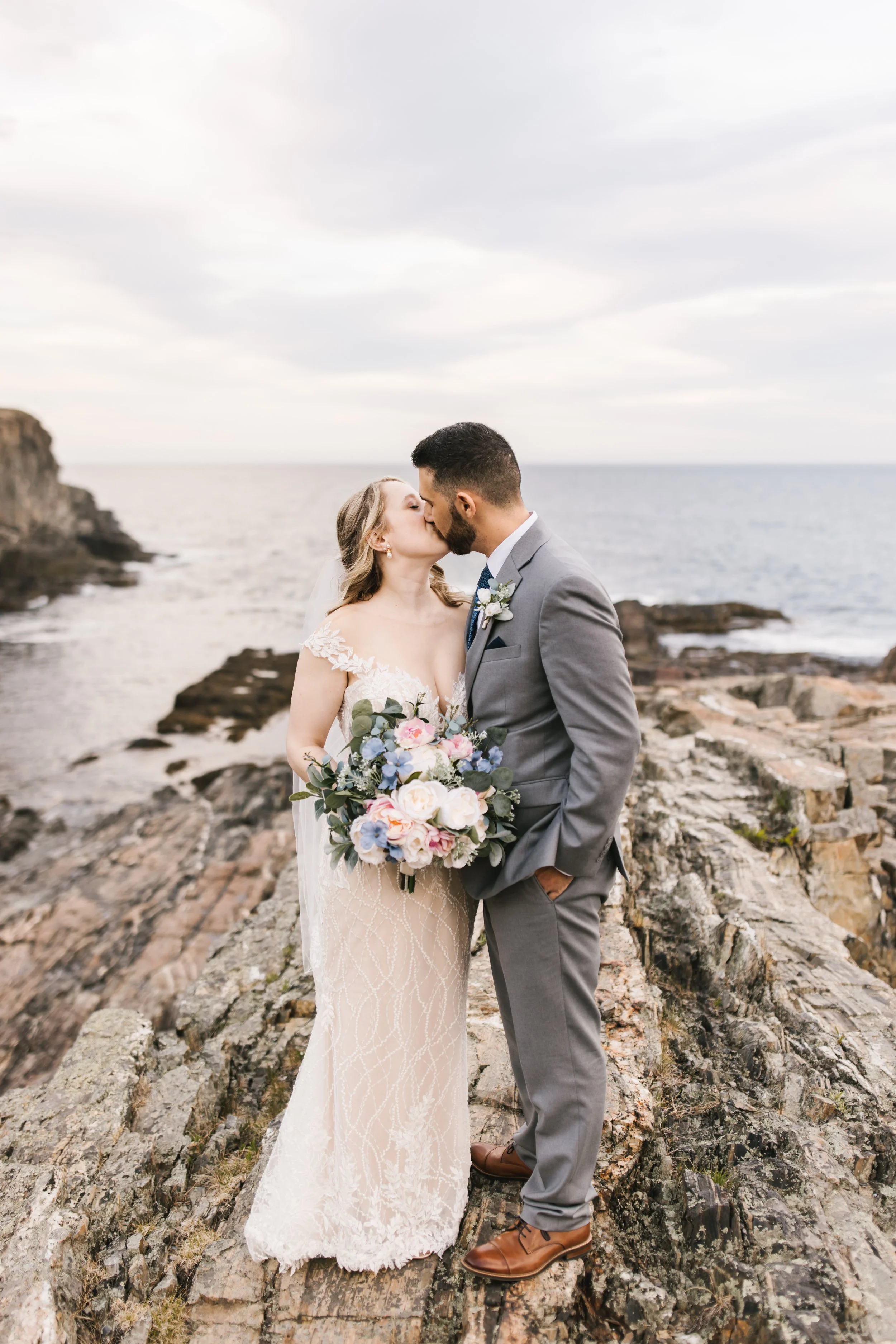 Blush and Dusty Blue Silk Wedding Flowers - Reveal and Review