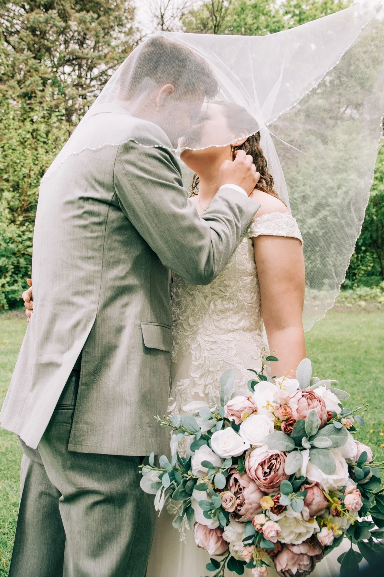 Dusty Pink and Dusty Blue Custom Silk Wedding Flowers - Reveal and Review