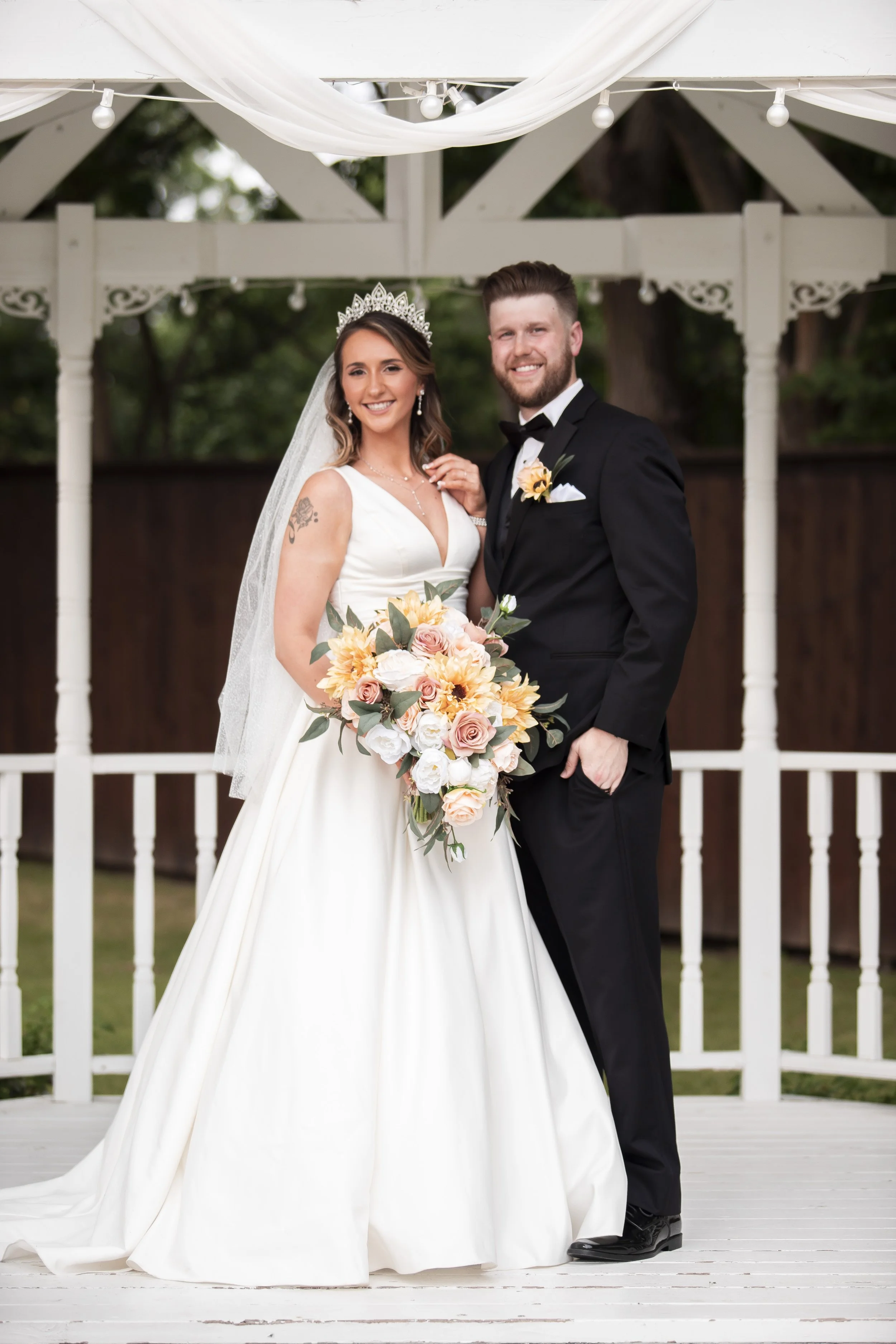 Peach, Desert Coral and Soft Yellow Silk Wedding Flowers - Reveal and Review