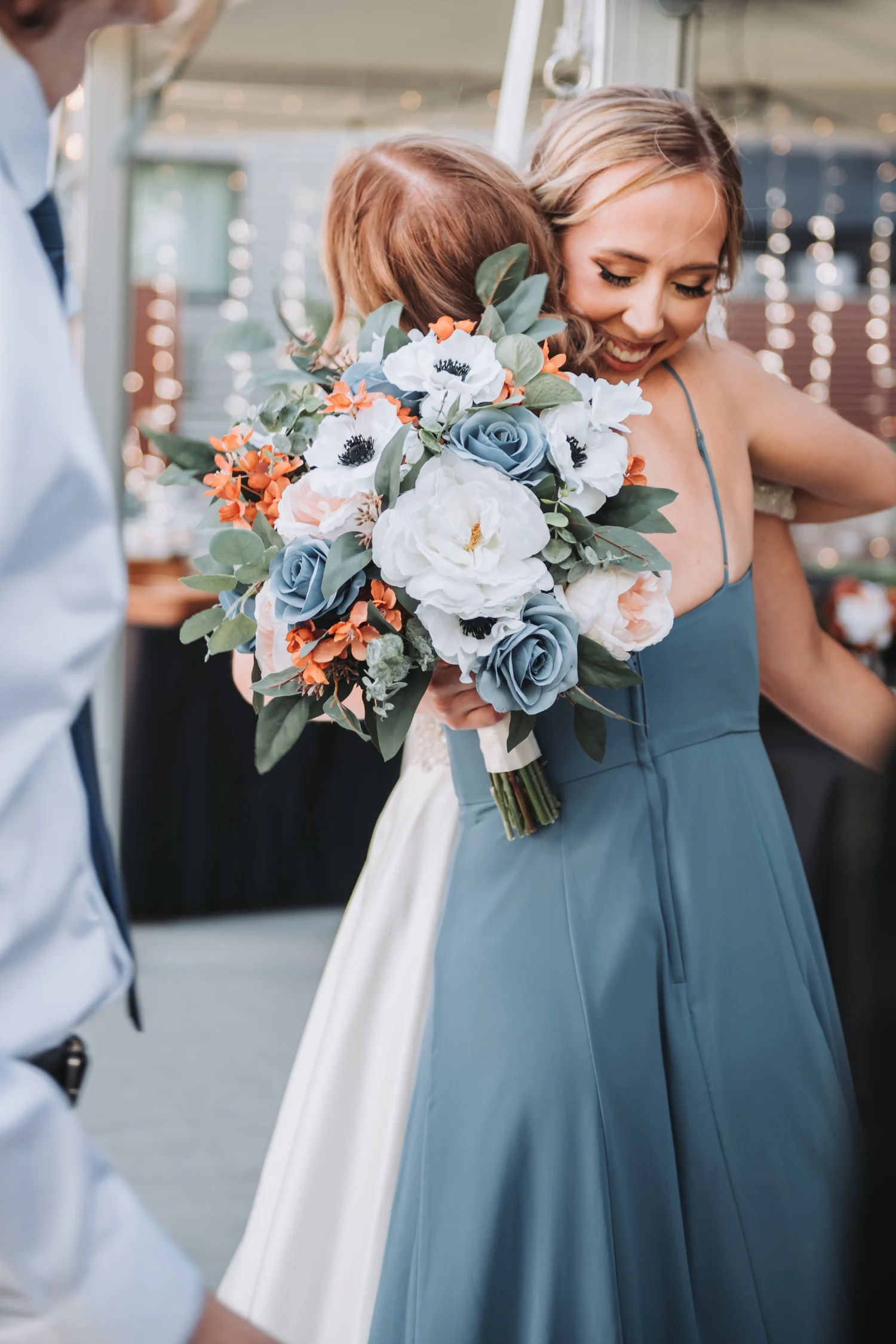 white christmas dresses BABARONI Spaghetti Straps A-Line Maxi Bridesmaid Dresses with Slit Dusty Blue, Dusty Blue / US0