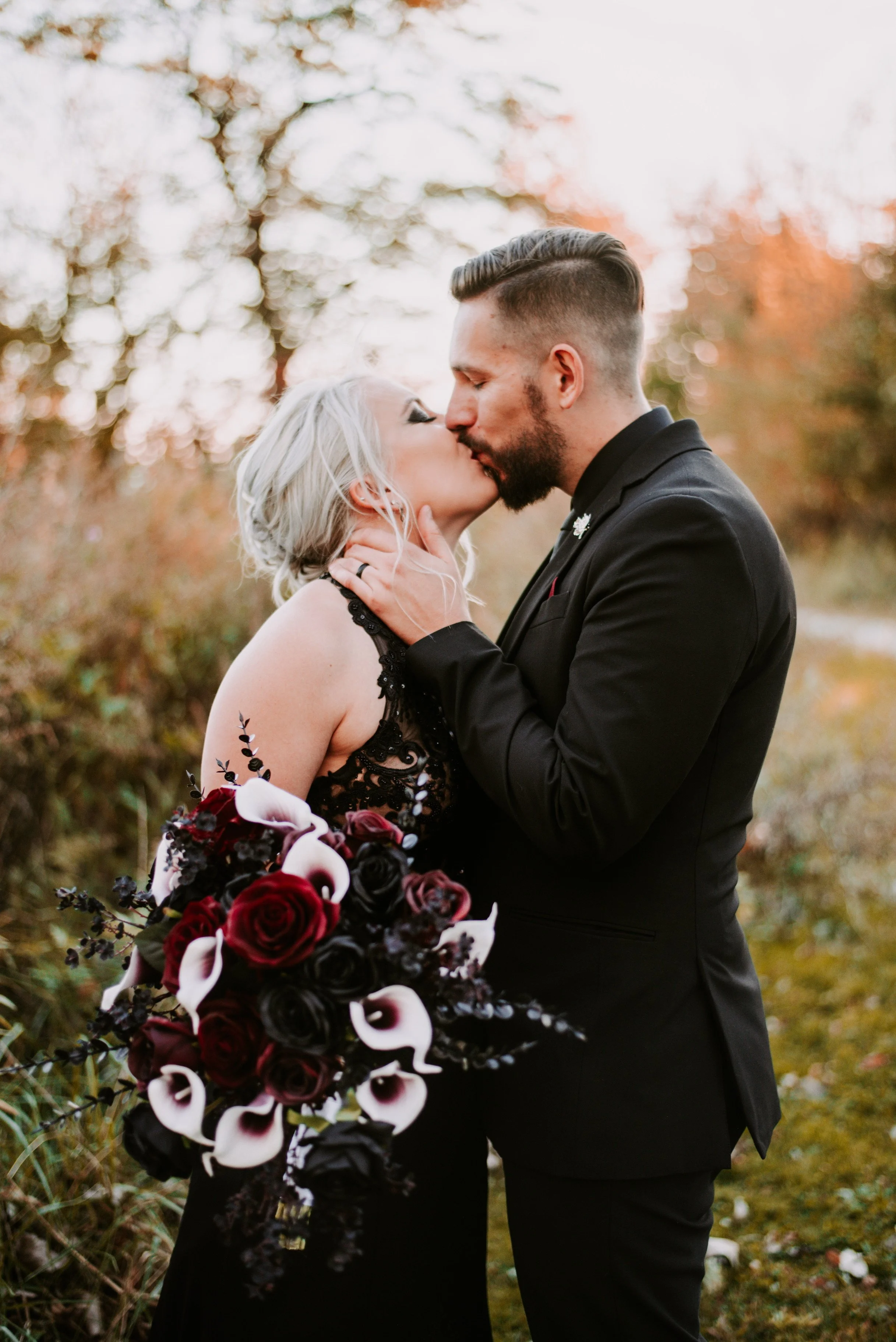 Black and Burgundy Fall Silk Wedding Flowers- Reveal and Review