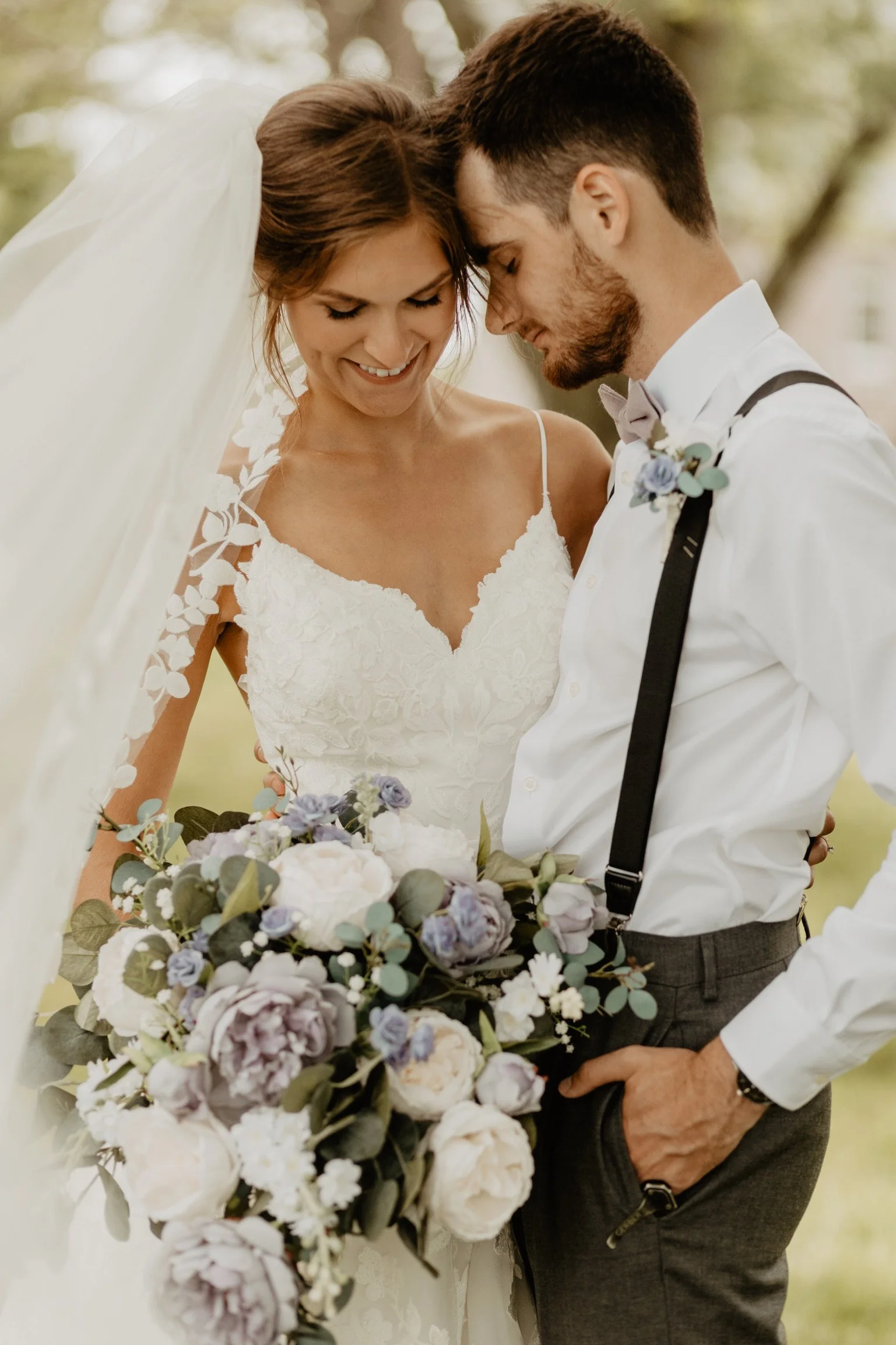 Dusty Lavender and White Silk Wedding Flowers - Reveal and Review