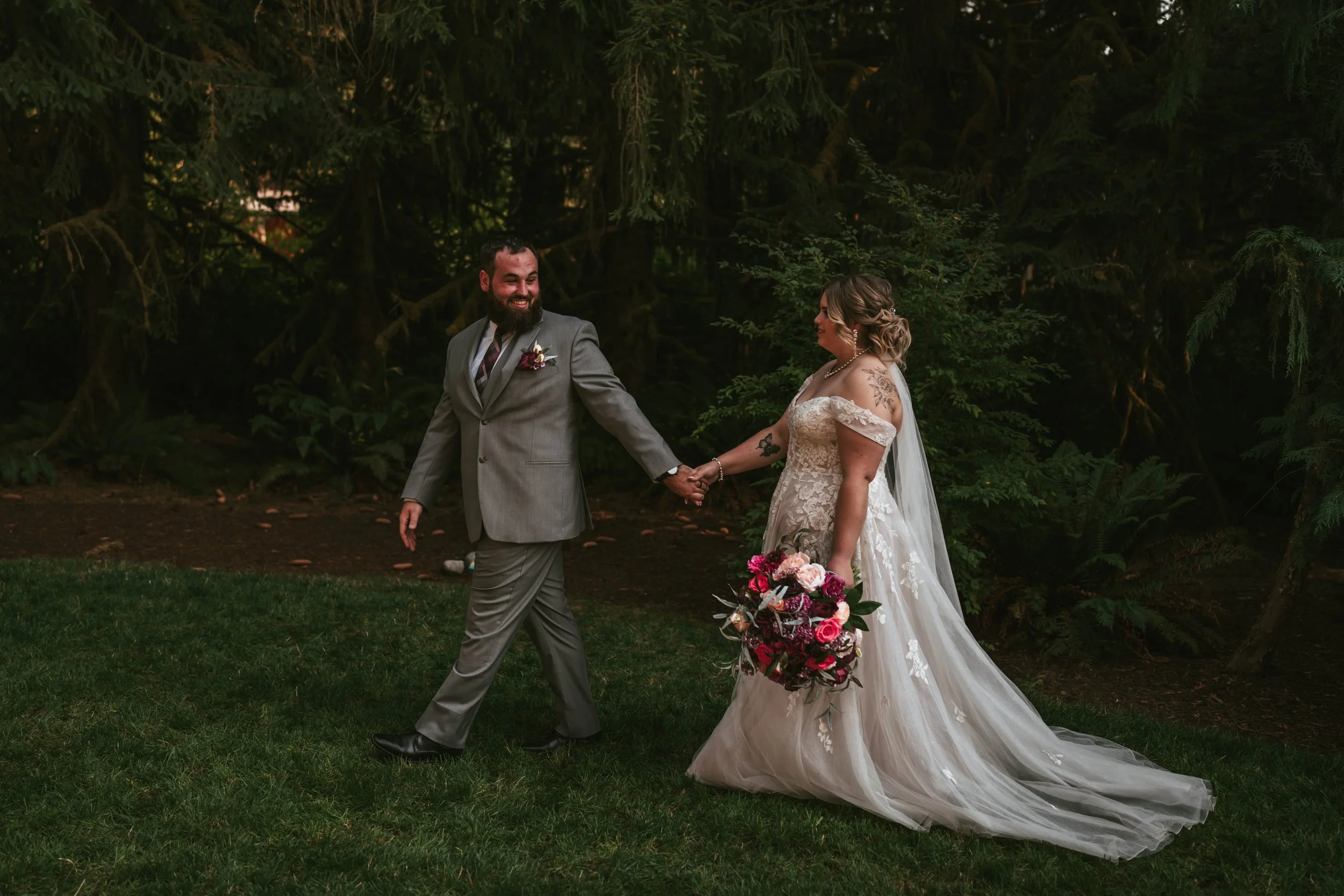 Berry, Purple, Peach and Pink Silk Wedding Flowers - Reveal and Review