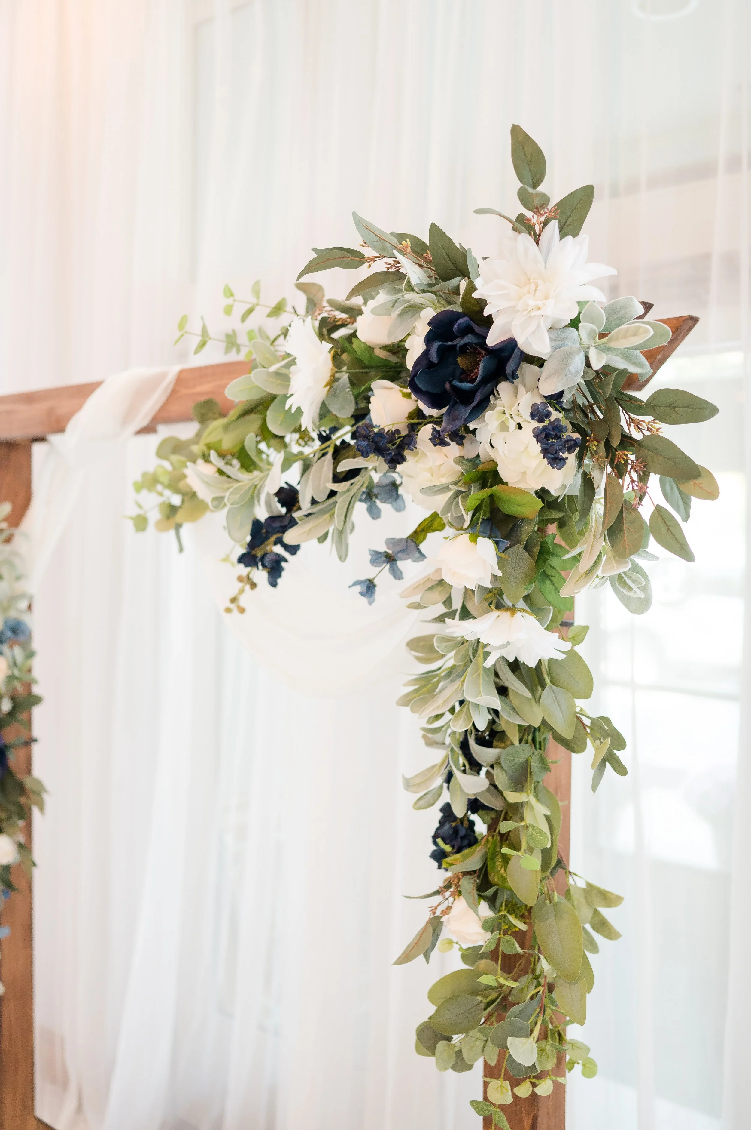 Awesome Altar Arrangements in Navy, Dusty Blue and White Silk Wedding Flowers - Reveal and Review