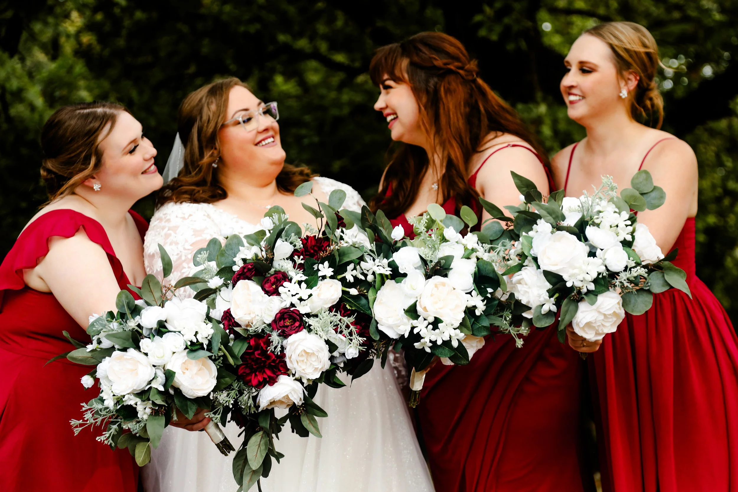 Burgundy, White and Green Silk Wedding Flowers - Reveal and Review