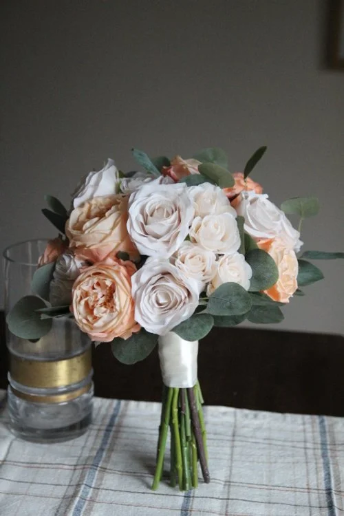 White and Peach Bridal Bouquet Recreation - Reveal and Review