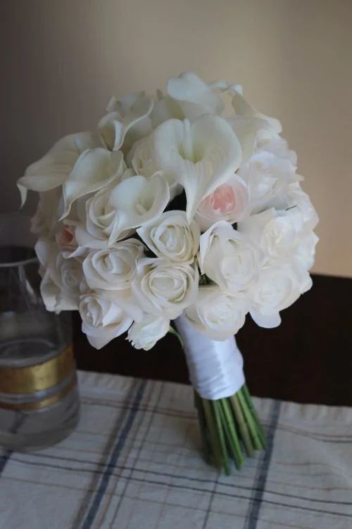 White and Blush Silk Bridal Bouquet Recreation - Reveal and Review
