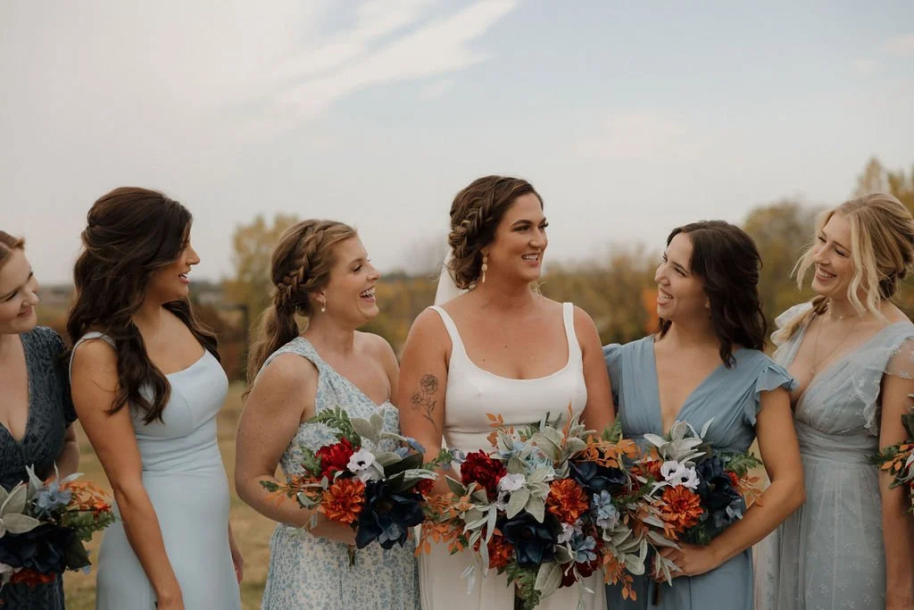 Burgundy, Navy, Dusty Blue, Orange and Sage Silk Wedding Flowers - Reveal and Review