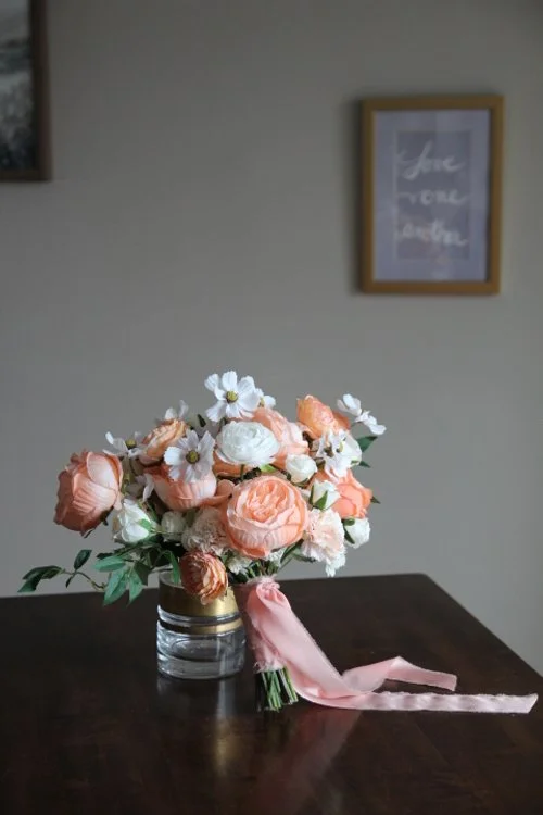 Coral and White Bridal Bouquet Recreation - Reveal and Review