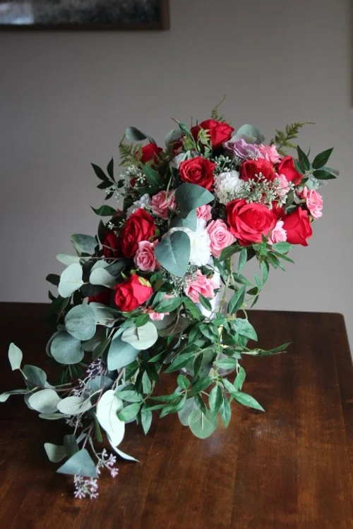 Red, Pink and White Silk Bridal Bouquet Recreation - Reveal and Review