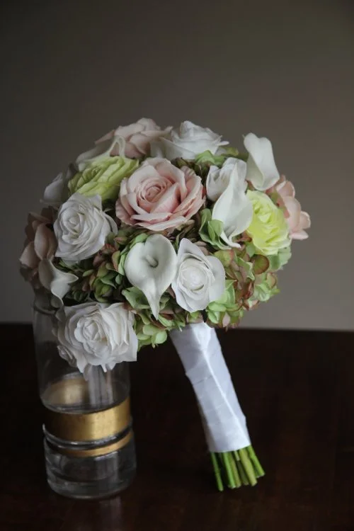 Green, White and Blush Silk Bridal Bouquet Recreation - Reveal and Review