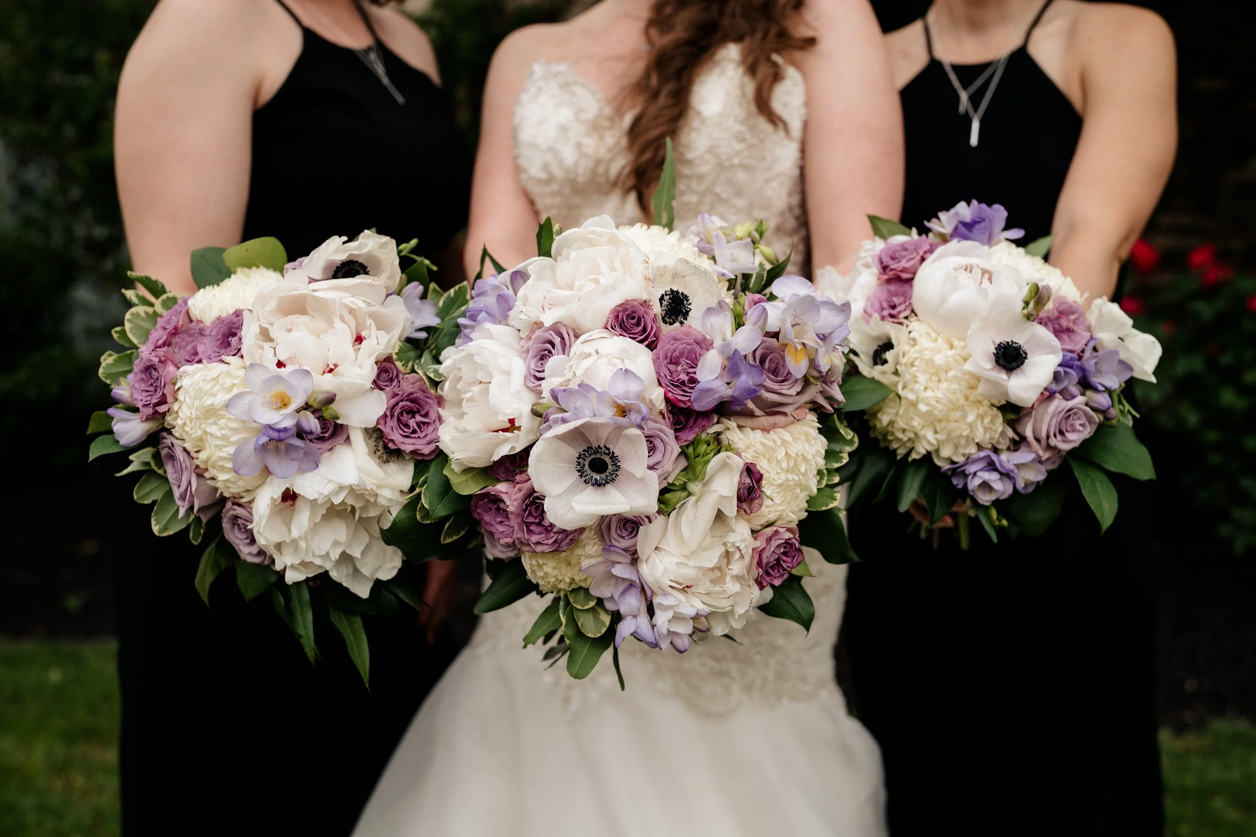bridal bouquet recreation silk wedding flowers peonies, roses, anemone, lisianthus, freesia, mums, pittosporrum