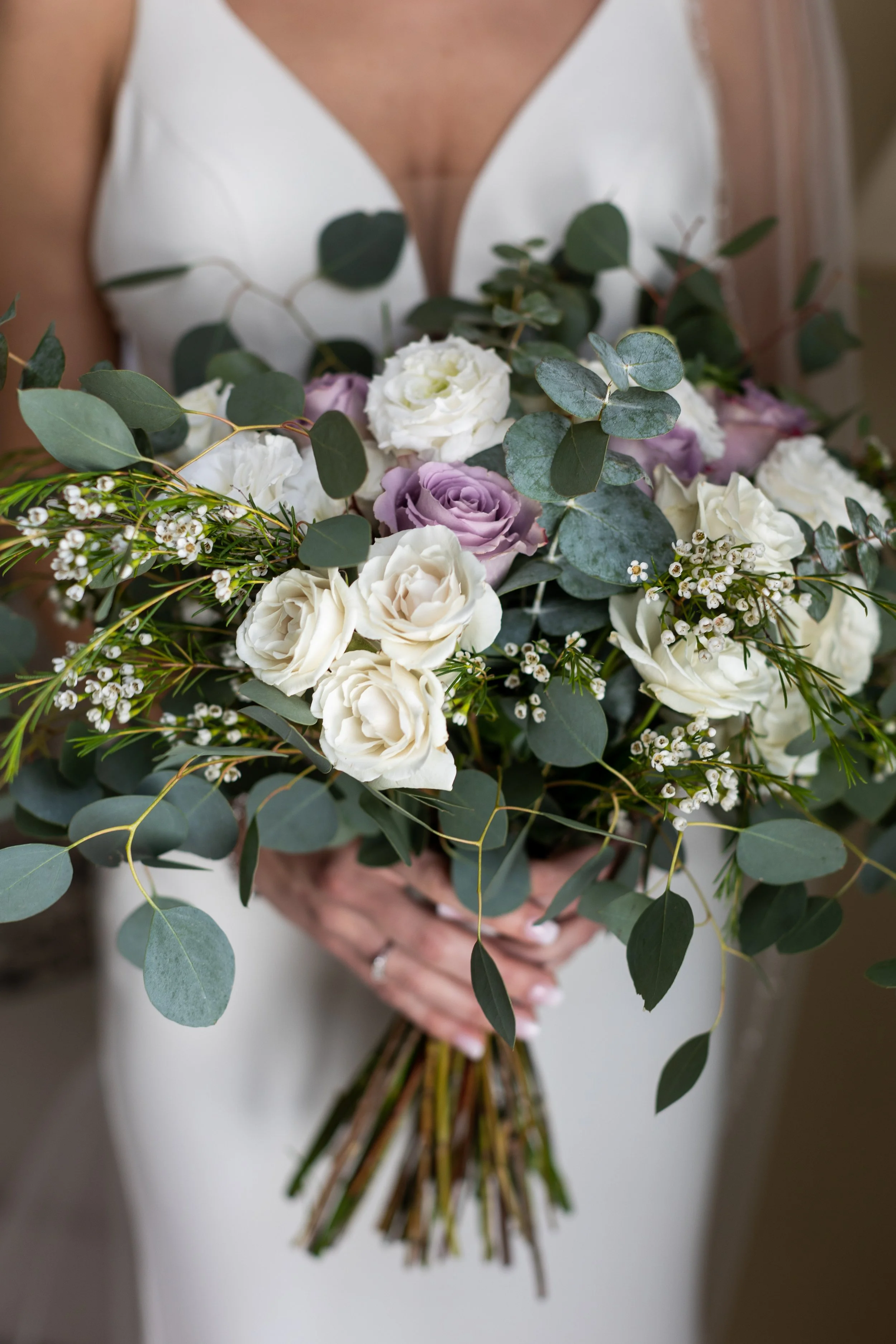 Lavendar white bridal bouquet recreation silk wedding flowers