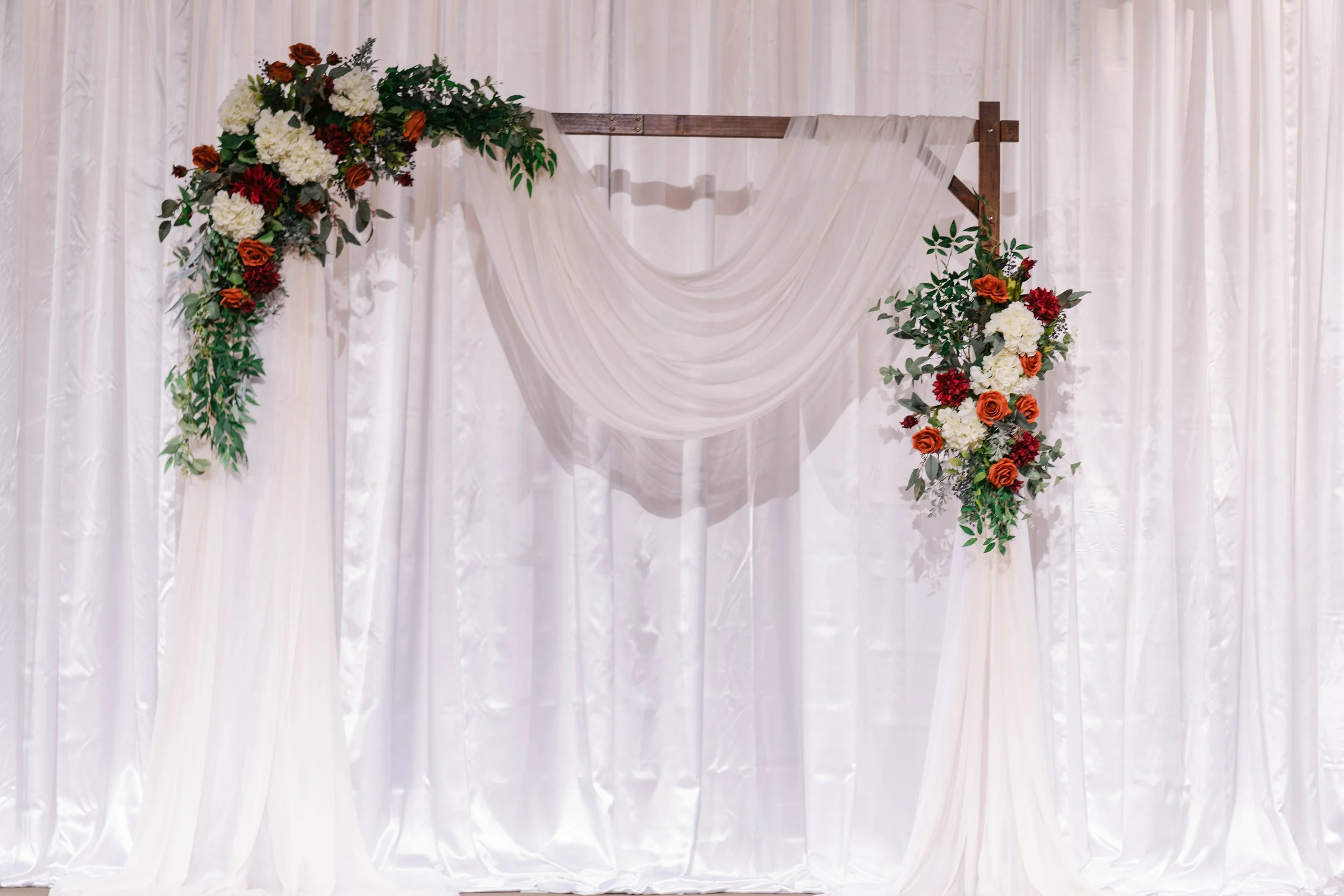 custom-silk-bridal-bouquet-fall-wedding-flowers-burgundy-orange-arch-arrangements