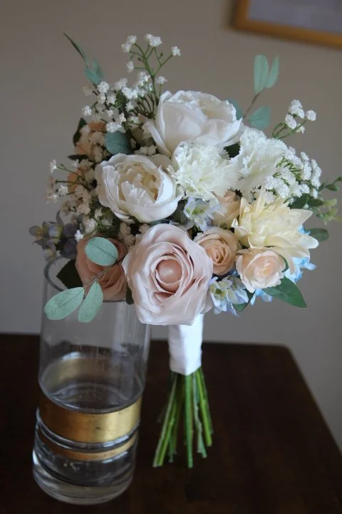 custom bridal bouquet recreation silk wedding flowers roses carnations hydrangea