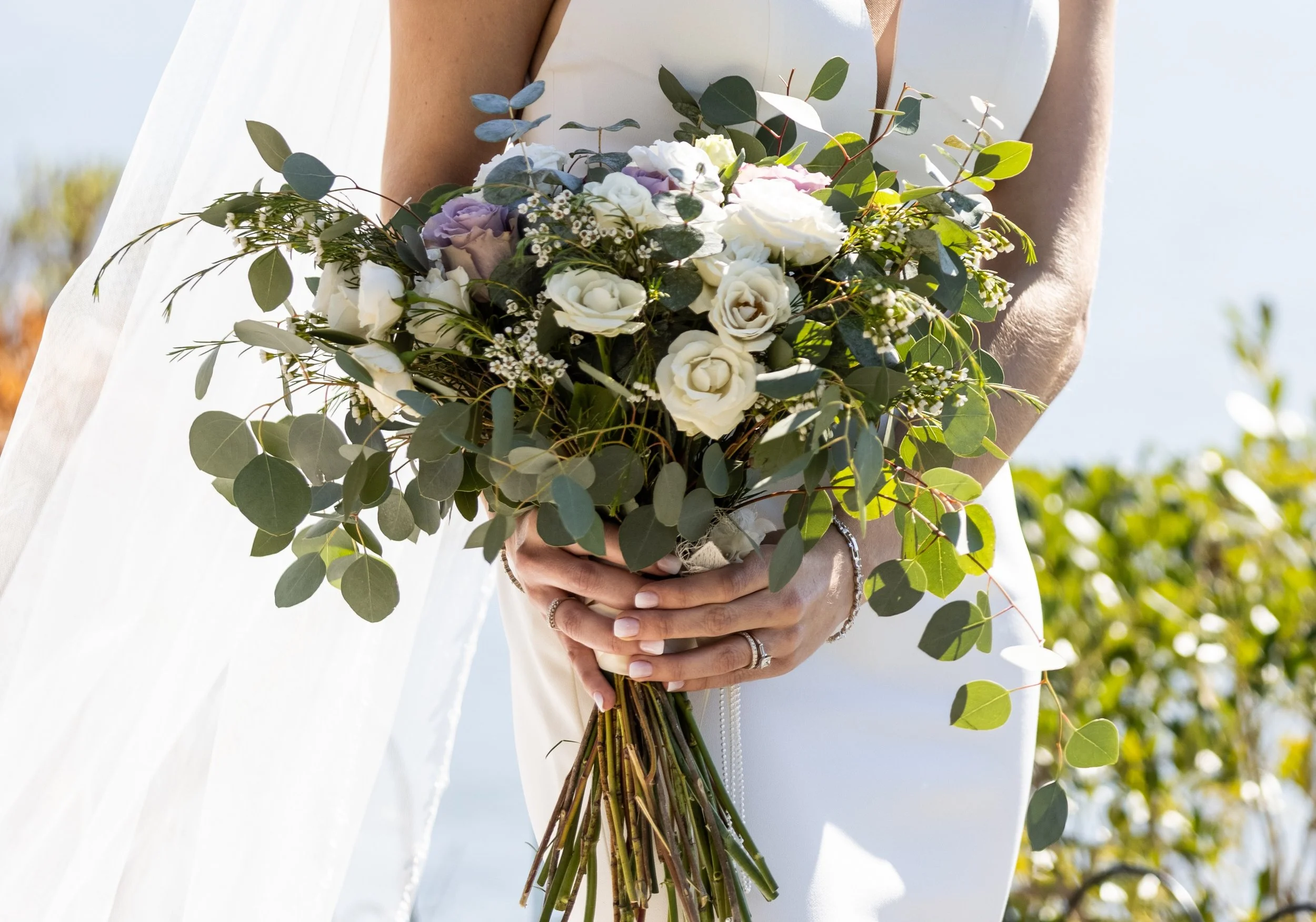 Lavendar white bridal bouquet recreation silk wedding flowers
