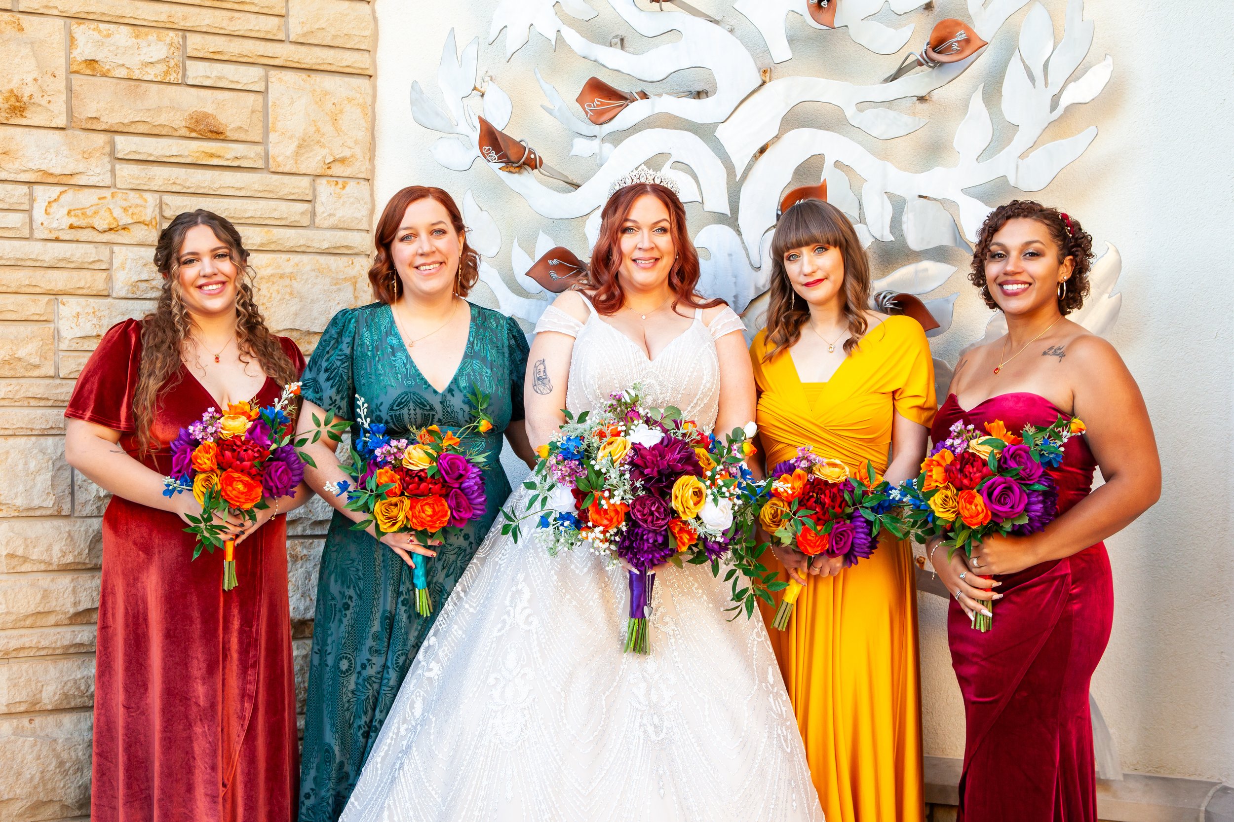 jewel-toned-wedding-flowers-custom-bridal-bouquet-mums-dahlia-roses-ranunculus-bridesmaid-bouquets