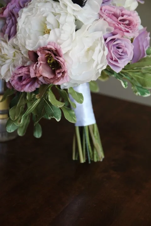 bridal bouquet recreation silk wedding flowers peonies, roses, anemone, lisianthus, freesia, mums, pittosporrum