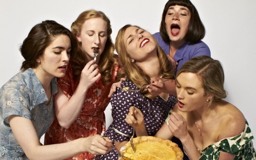 Larissa Archer, Caitlin Evenson, Susan Shay, Sophia LaPaglia & Karina Wolfe, 5 LESBIANS EATING A QUICHE Tides Theatre, Photo by Michael David Rose