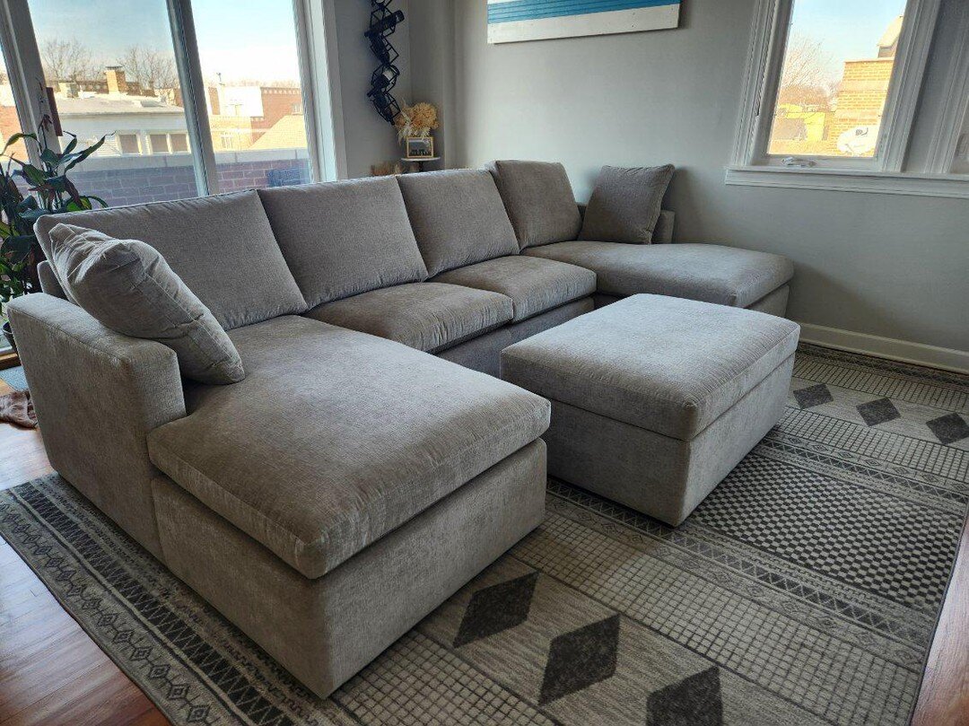 Custom designed sectional for friends of the shop. Taller cushions for optimal TV viewing angle and storage ottoman to put away the nap blankets. 

#sectional #sectionalsofa #furnituredesign #furniture #livingroom #livingroomdecor #customfurniture #u