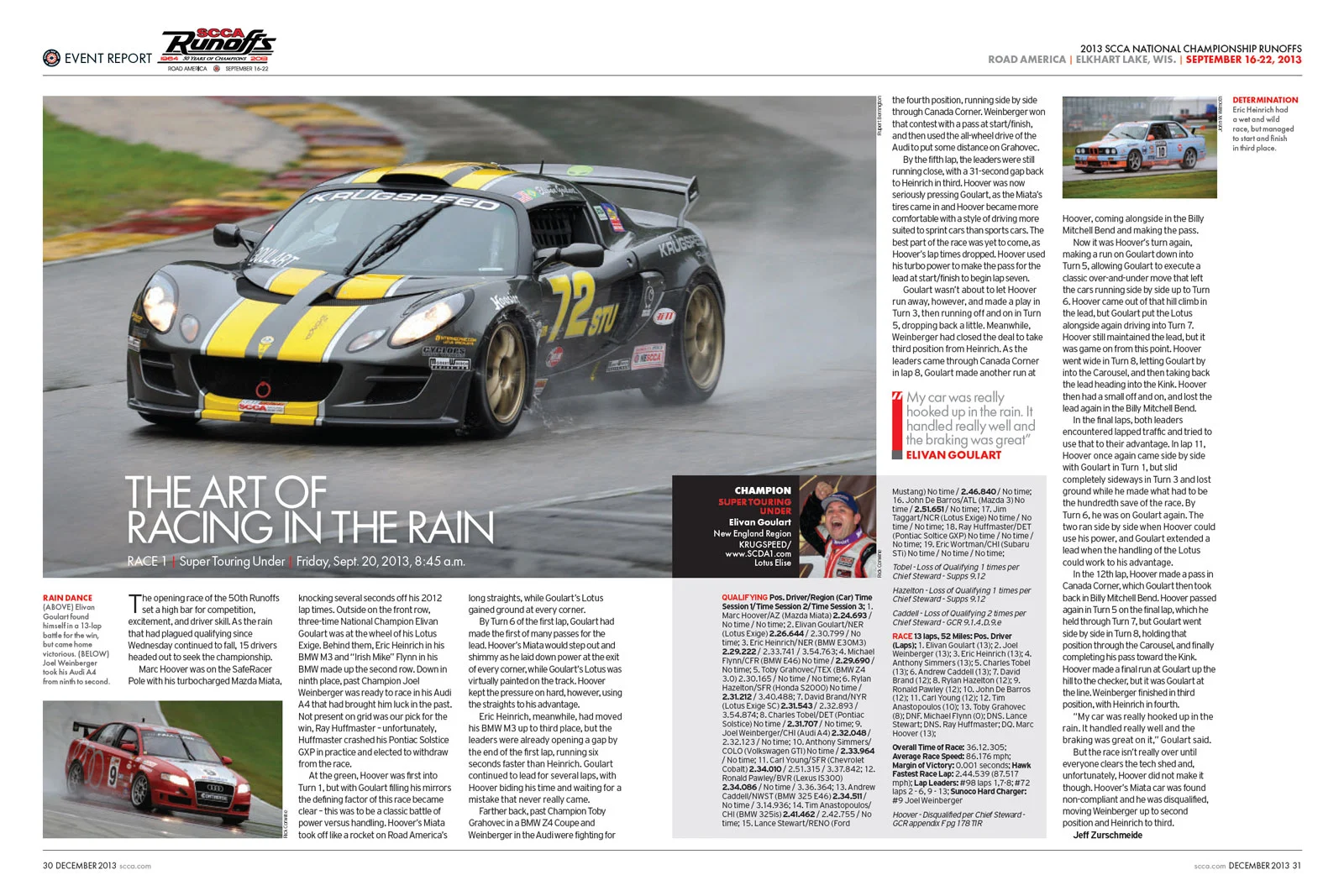 Goulart Opens 50th Runoffs with Thrilling STU Win in Rain