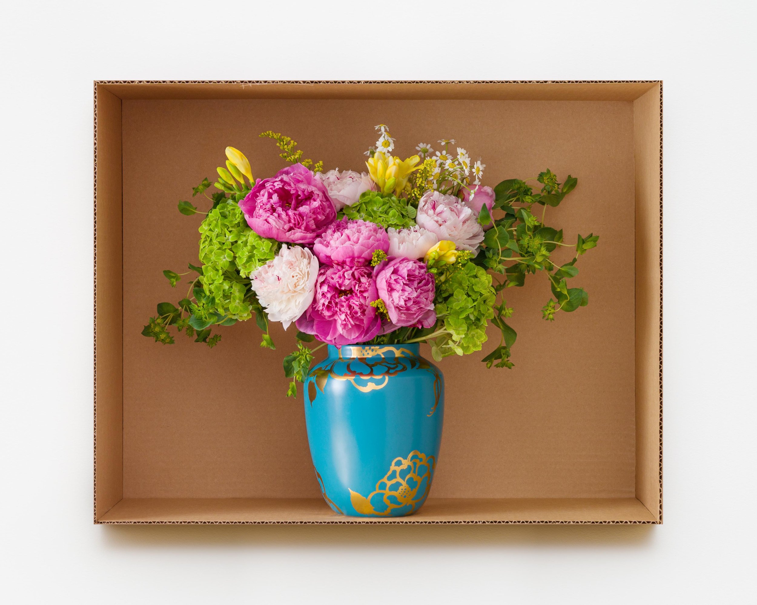 Peonies, Hydrangea, Chamomile & Freesia (Sky Blue + Gold), 2023