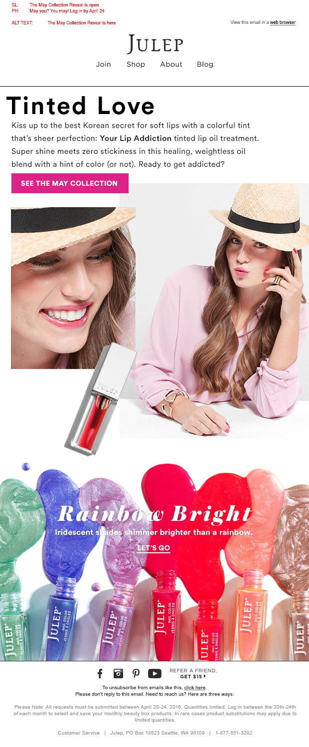 Beauty Box Marketing Email: May 2016