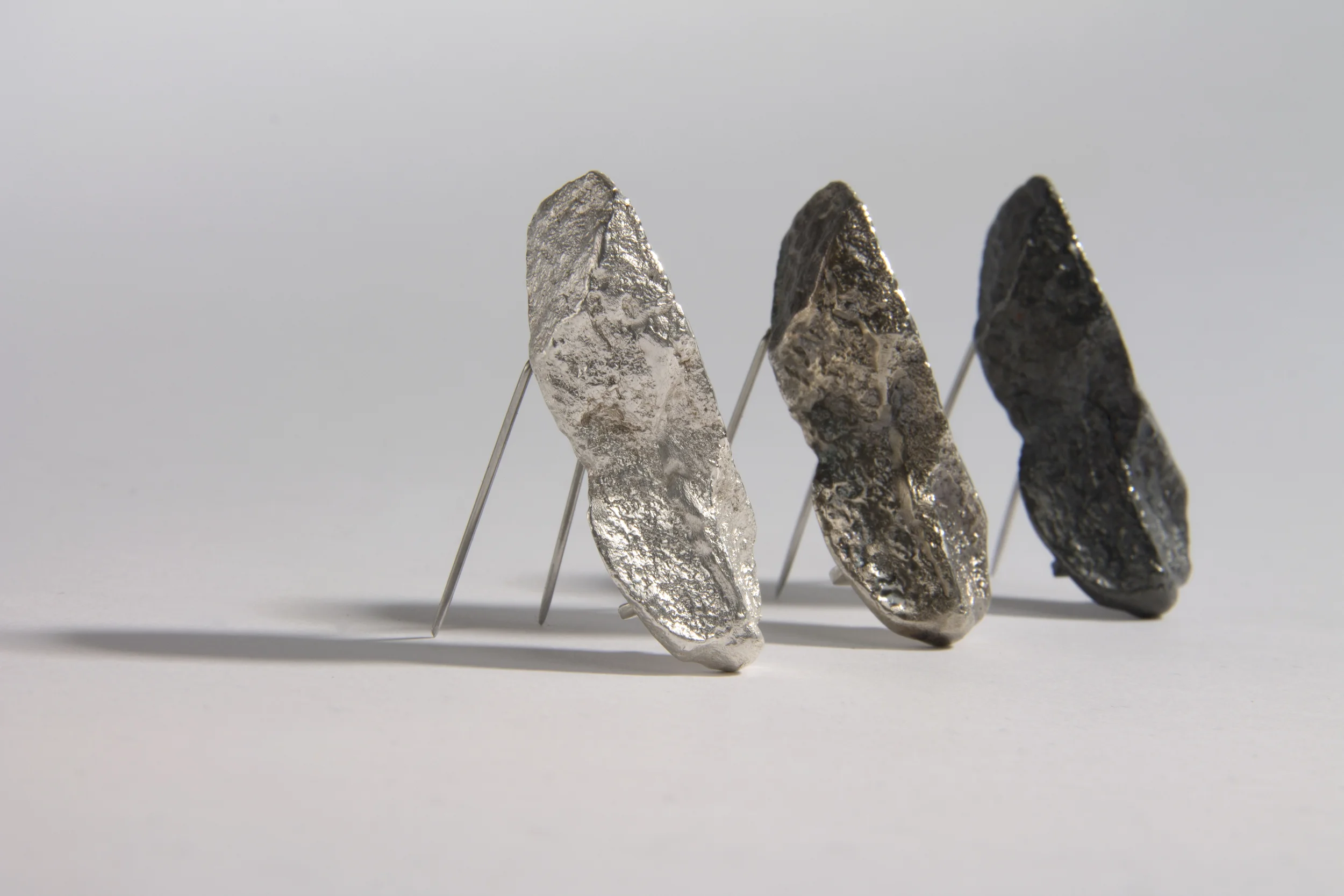 Solid Silver Rock Brooch