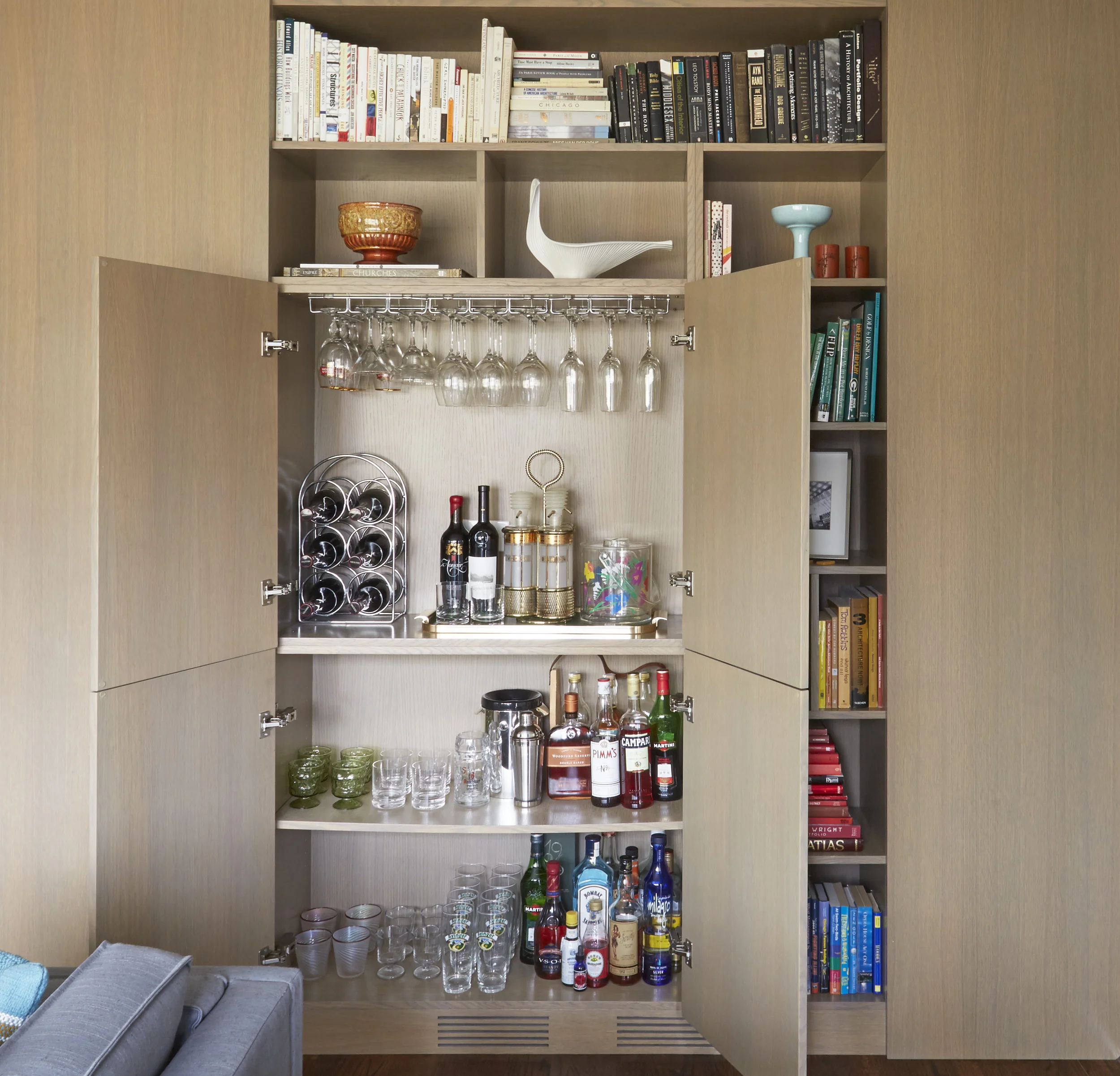 Unpatterned Chicago Gut Rehab Custom Built-In Bar