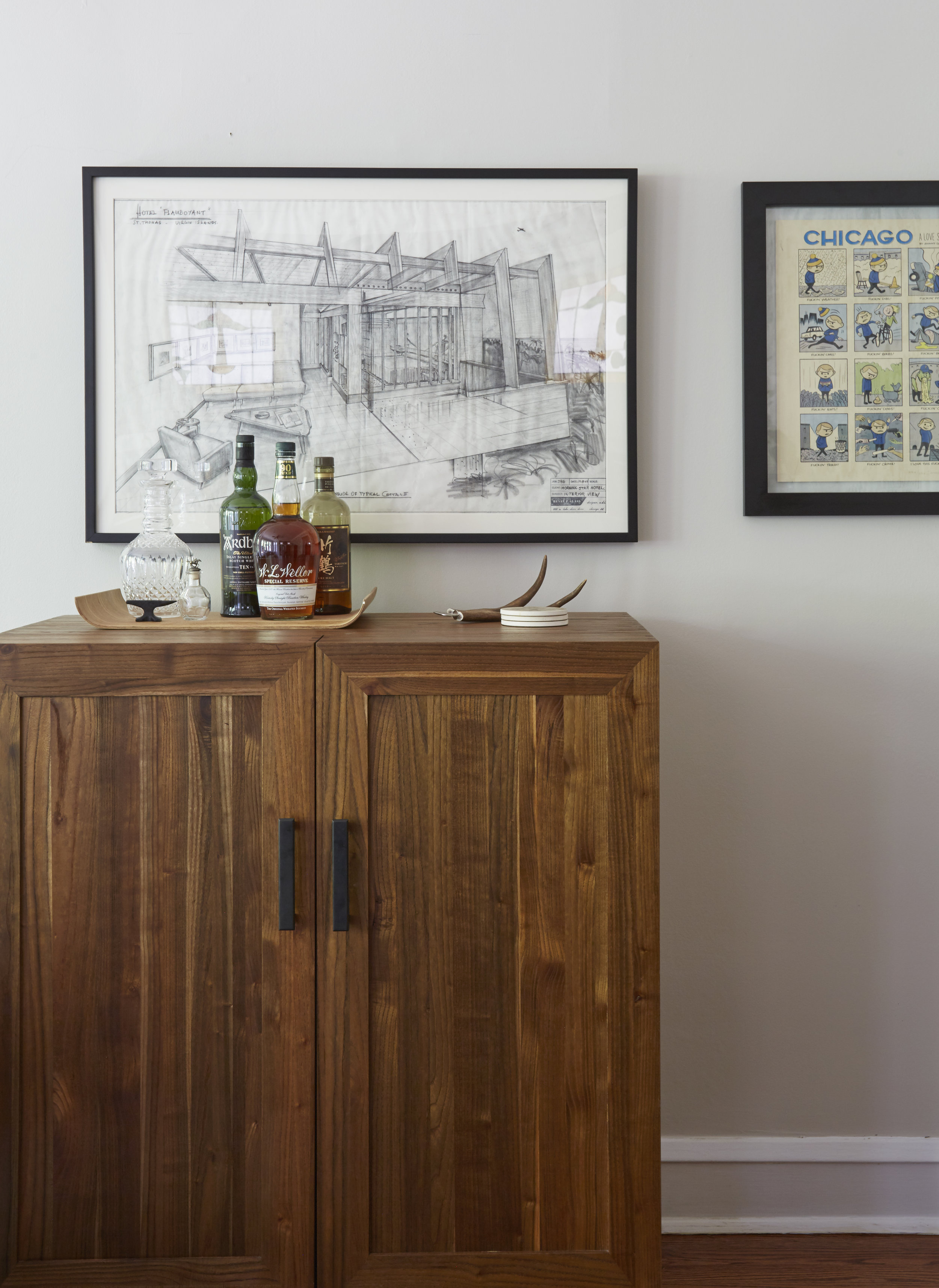 Unpatterned Chicago Interior Decor Bar Cabinet