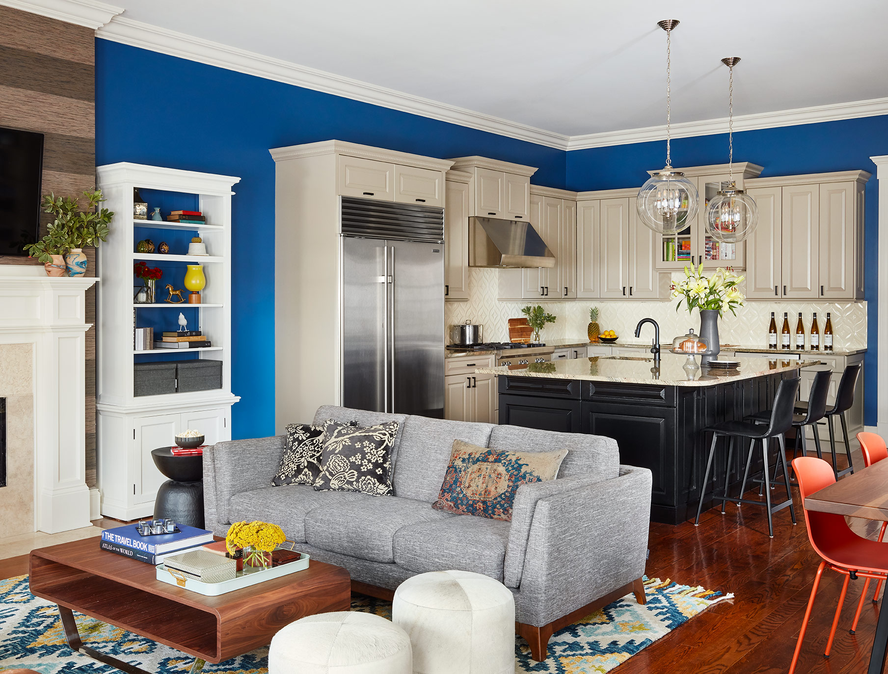 Unpatterned Chicago Interior Design Blue Taupe Kitchen
