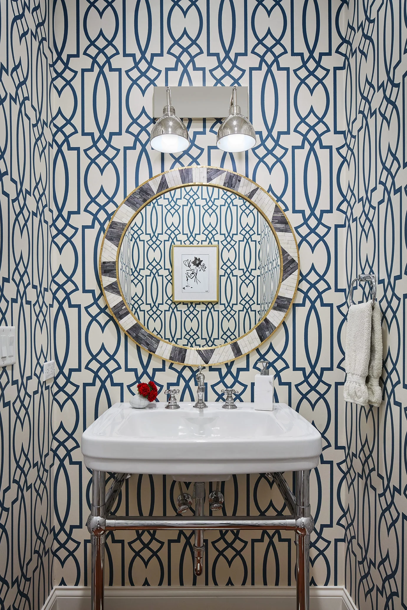 Unpatterned Chicago Interior Design Blue Pattern Powder Room