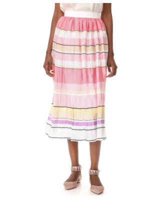 Monique Lhuillier striped midi skirt