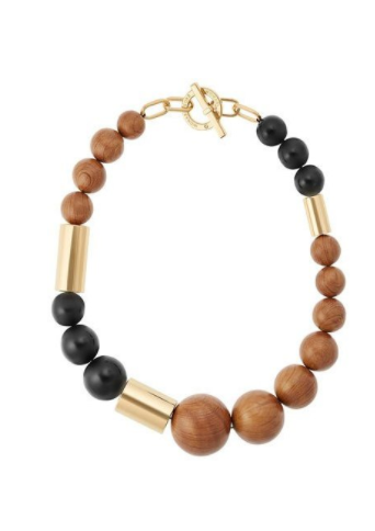 michael kors mixed bead wooden necklace