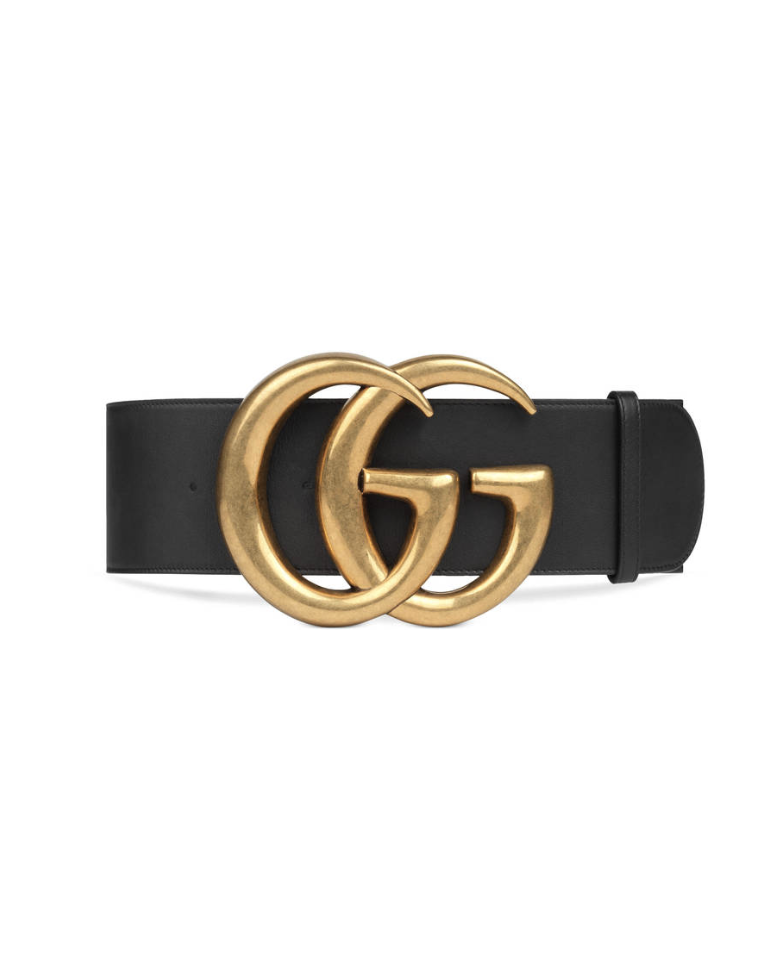 WIDE LEATHER BELT WITH DOUBLE G