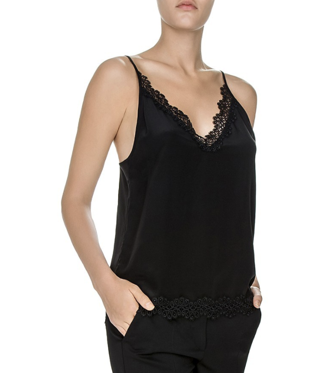 The Kooples Lace-Trimmed Silk Cami