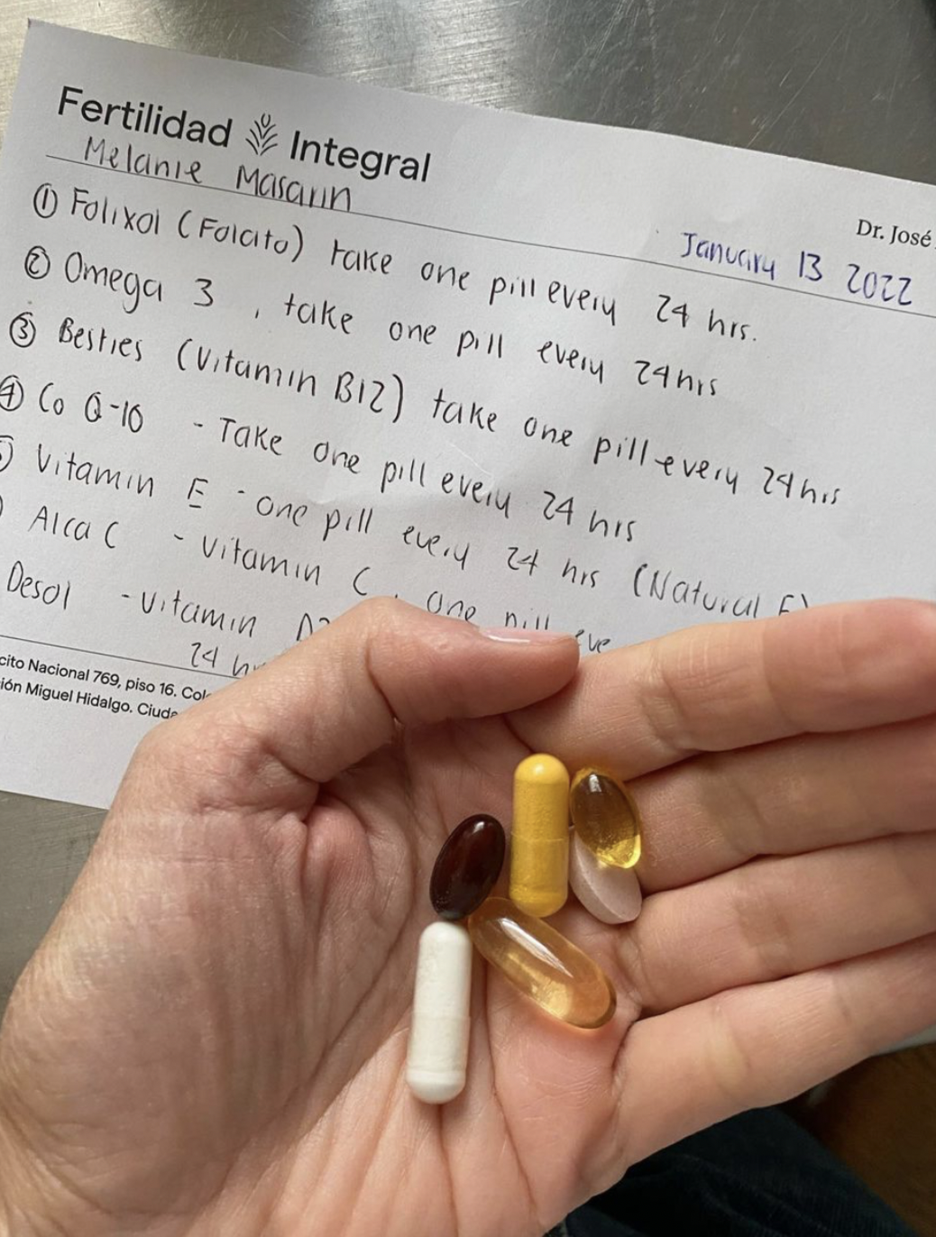 vitamins + instructions from Melanie masarin's clinic in Mexico