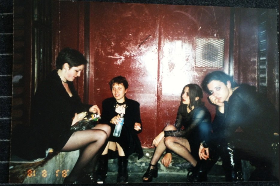 college dorm-mates outside a club on the lower east side in 1997