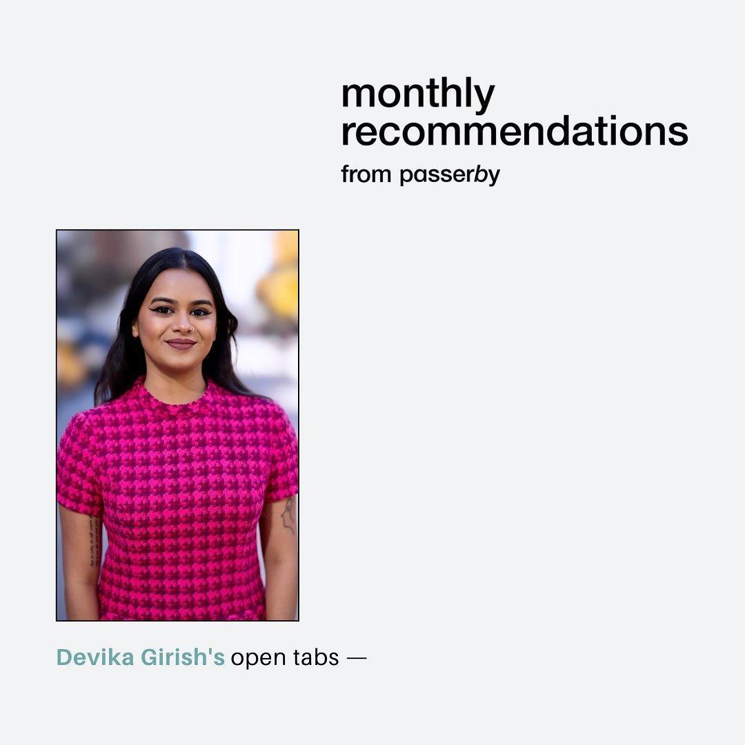We are excited to welcome writer, editor, and programmer, @devikagirgayi, as the latest guest curator of our monthly recommendations newsletter. ⁠
⁠
Tap the link in our bio to explore all of Devika&rsquo;s recs and subscribe for access to next month&